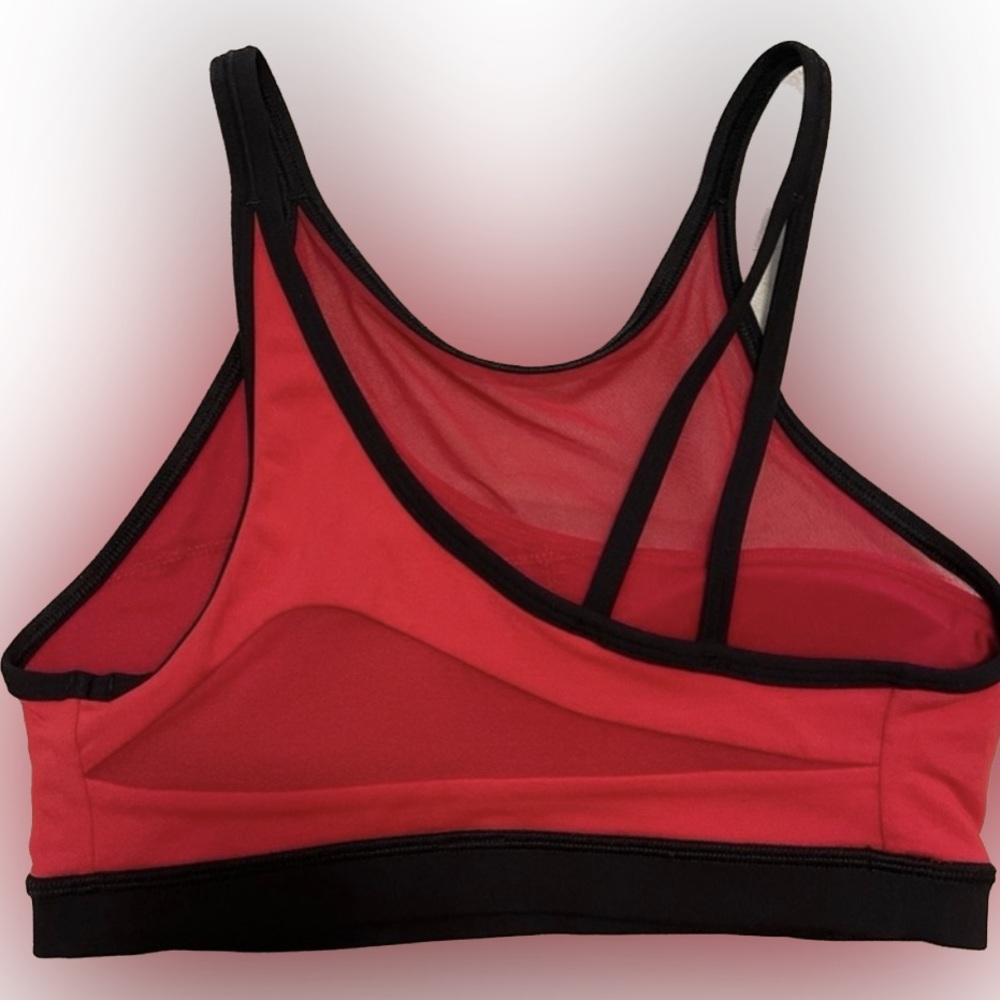 Pre-loved Lululemon Forget The Rest Sports Bra, One Shoulder Sheer Mesh Red, Sz4
